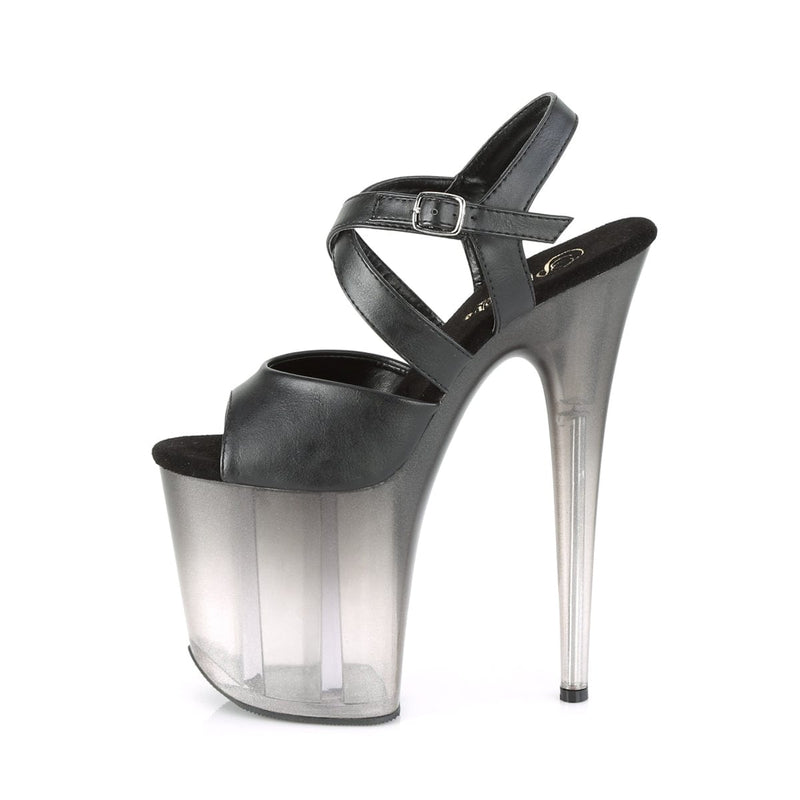 Pleaser FLAMINGO-822T Platform Sandal (Black Faux Leather/Faded Black)