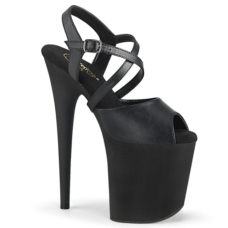 Pleaser FLAMINGO-824 Platform Sandal (Black Faux Leather/Black Matte) 5