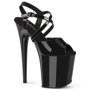 Pleaser FLAMINGO-824 Platform Sandal (Black Patent/Black)