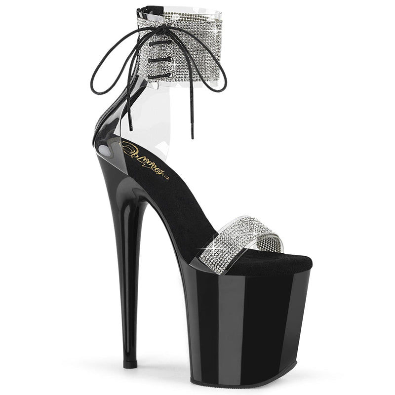 Pleaser FLAMINGO-827RS Platform Sandal (Clear-Black/Black) 5
