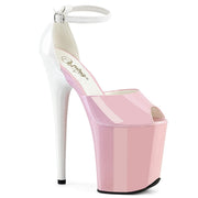 Pleaser FLAMINGO-868 Platform Sandal (Baby Pink -White Patent/Baby Pink-White)