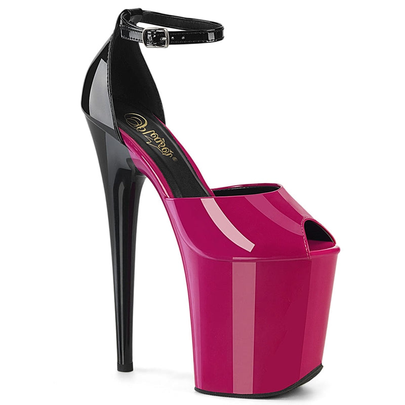 Pleaser FLAMINGO-868 Platform Sandal (Fuchsia-Black Patent/Fuchsia-Black)