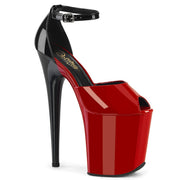 Pleaser FLAMINGO-868 Platform Sandal (Red-Black Patent/Red-Black)