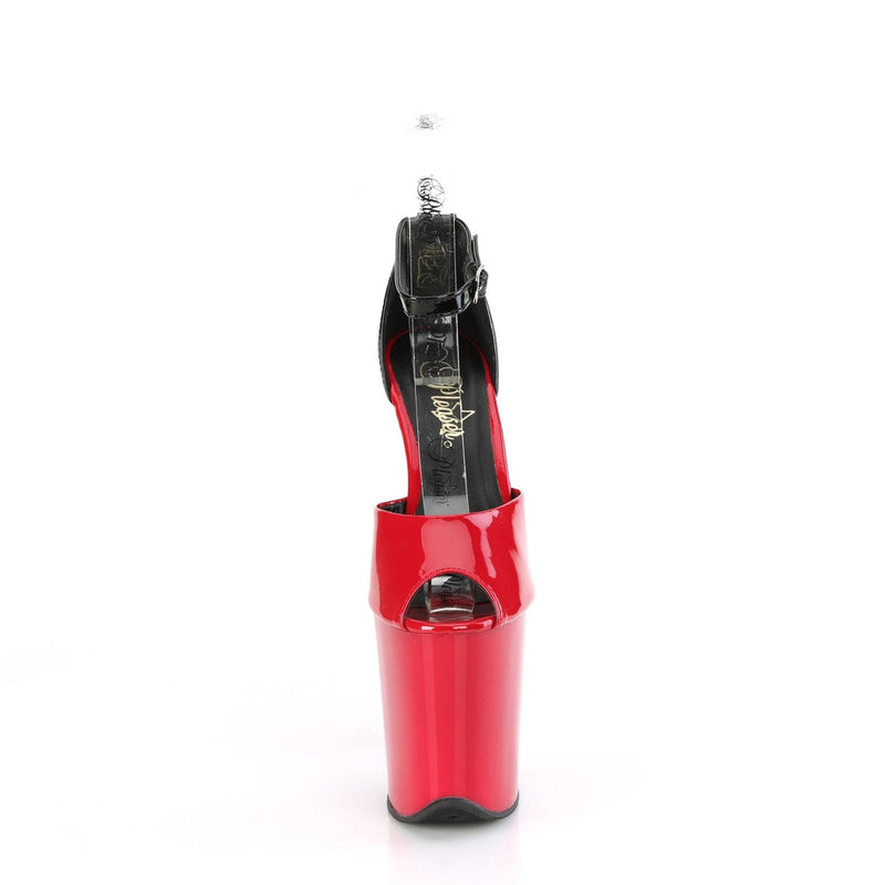 Pleaser FLAMINGO-868 Platform Sandal (Red-Black Patent/Red-Black)