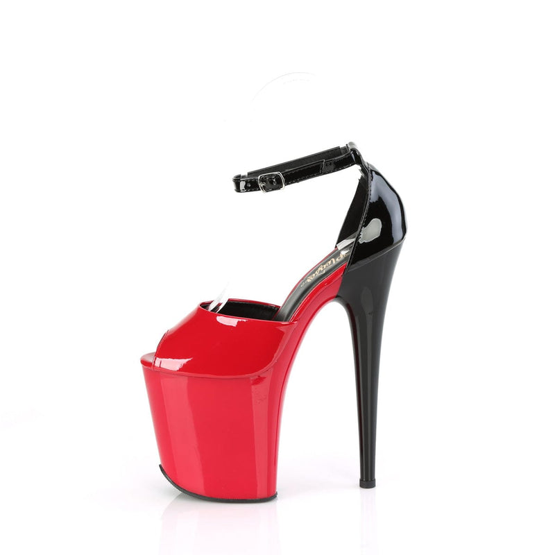Pleaser FLAMINGO-868 Platform Sandal (Red-Black Patent/Red-Black)