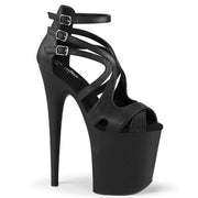 Pleaser FLAMINGO-877 Platform Sandal (Black Faux Leather/Black Matte)