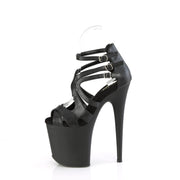 Pleaser FLAMINGO-877 Platform Sandal (Black Faux Leather/Black Matte)