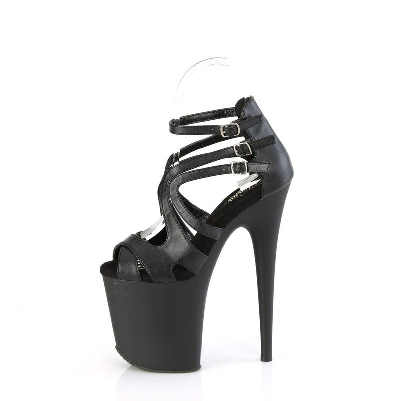 Pleaser FLAMINGO-877 Platform Sandal (Black Faux Leather/Black Matte)