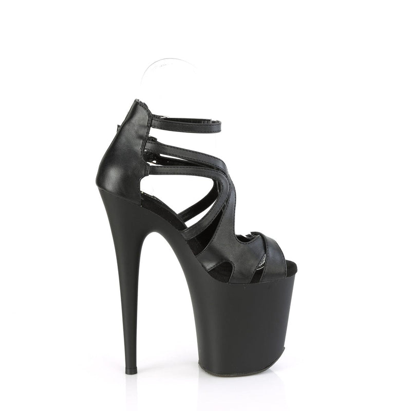 Pleaser FLAMINGO-877 Platform Sandal (Black Faux Leather/Black Matte)