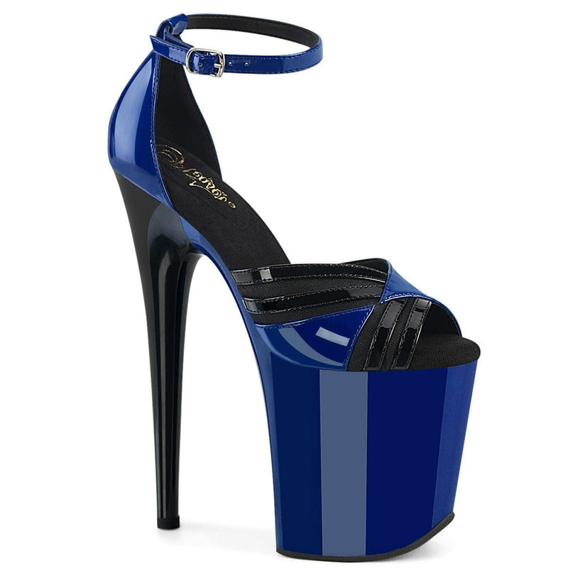 Pleaser FLAMINGO-884 Platform Sandal (Royal Blue-Black/Royal Blue-Black)