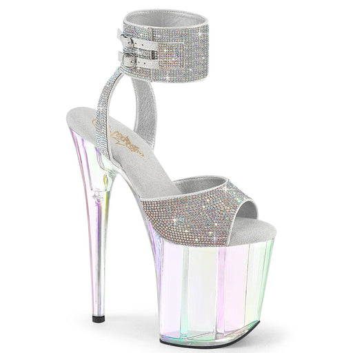 Pleaser FLAMINGO-891HTRS Silver AB Rhinestones -TPU/Holo Tinted Platform Sandal