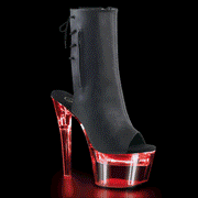 Pleaser FLASHDANCE-1018-7 Platform Ankle Boot (Black Faux Leather/Clear)