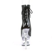 Pleaser FLASHDANCE-1018-7 Platform Ankle Boot (Black Faux Leather/Clear)