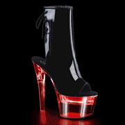 Pleaser FLASHDANCE-1018-7 Platform Ankle Boot (Black Patent/Clear)