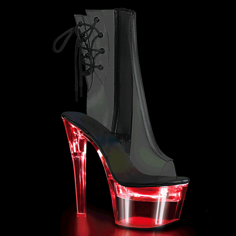 Pleaser FLASHDANCE-1018C-7 Platform Ankle Boot (Clear/Clear)