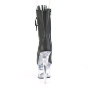 Pleaser FLASHDANCE-1020-7 Platform Ankle Boot (Black Faux Leather/Clear)