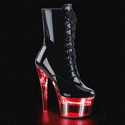 Pleaser FLASHDANCE-1020-7 Platform Ankle Boot (Black Patent/Clear)