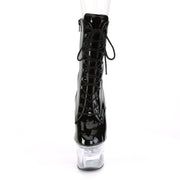 Pleaser FLASHDANCE-1020-7 Platform Ankle Boot (Black Patent/Clear)