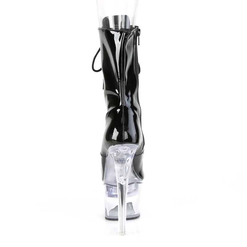 Pleaser FLASHDANCE-1020-7 Platform Ankle Boot (Black Patent/Clear)