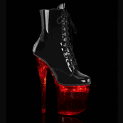Pleaser FLASHDANCE-1020-8 Platform Ankle Boot (Black Patent/Clear)