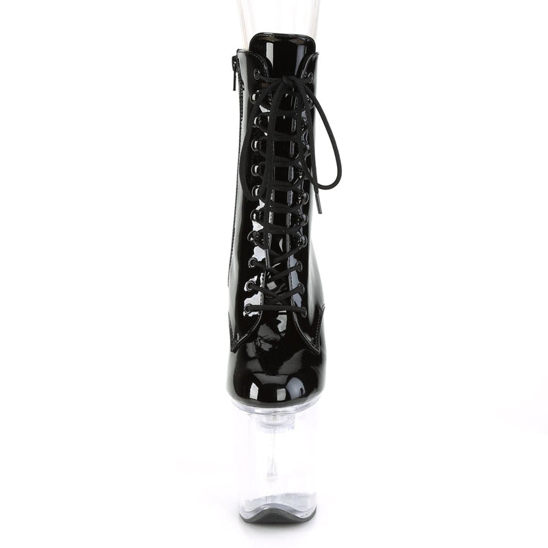 Pleaser FLASHDANCE-1020-8 Platform Ankle Boot (Black Patent/Clear)