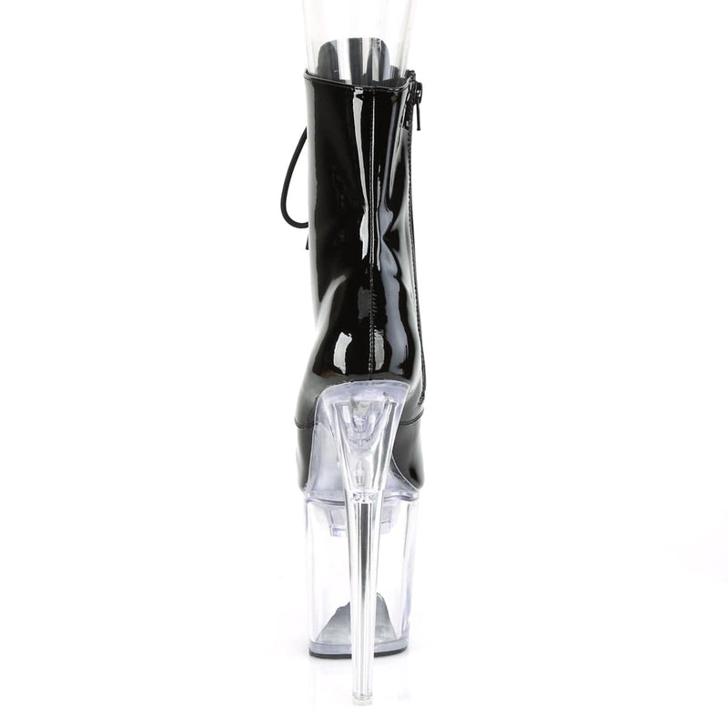 Pleaser FLASHDANCE-1020-8 Platform Ankle Boot (Black Patent/Clear)
