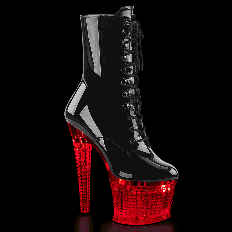 Pleaser FLASHDANCE-1020SPEC Platform Ankle Boot (Black/Clear)