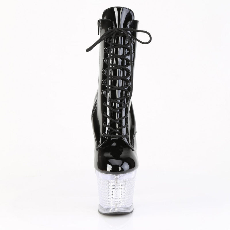Pleaser FLASHDANCE-1020SPEC Platform Ankle Boot (Black/Clear)