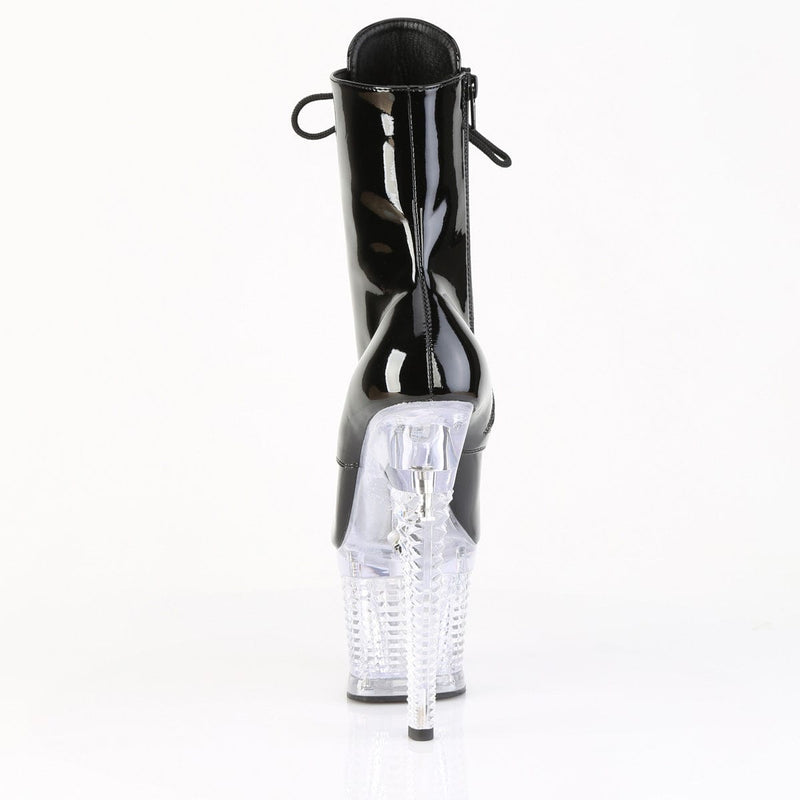 Pleaser FLASHDANCE-1020SPEC Platform Ankle Boot (Black/Clear)