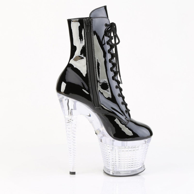 Pleaser FLASHDANCE-1020SPEC Platform Ankle Boot (Black/Clear)