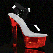 Pleaser FLASHDANCE-608CH Platform Sandal (Clear/Silver Hologram)