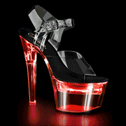 Pleaser FLASHDANCE-708 Platform Sandal (Clear-Black/Clear)