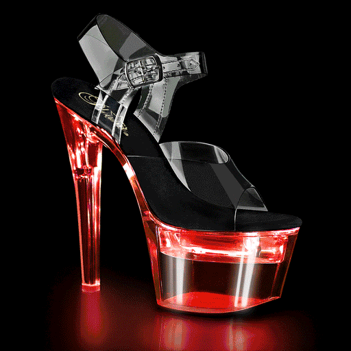 Pleaser FLASHDANCE-708 Platform Sandal (Clear-Black/Clear)