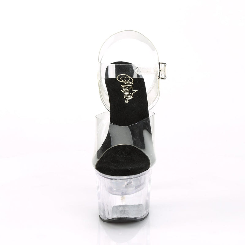 Pleaser FLASHDANCE-708 Platform Sandal (Clear-Black/Clear)