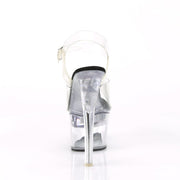 Pleaser FLASHDANCE-708 Platform Sandal (Clear-Black/Clear)
