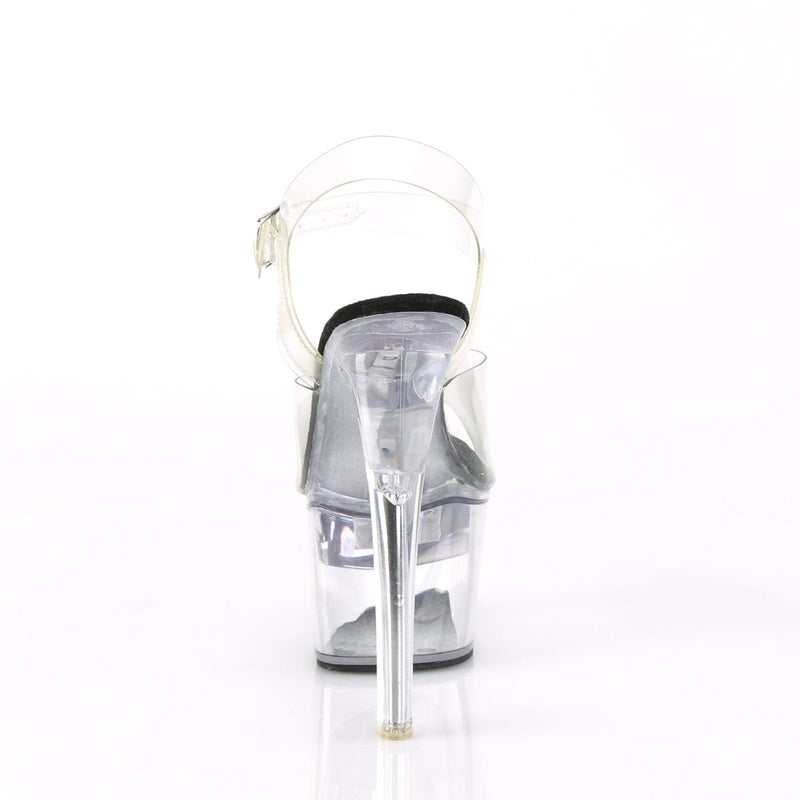 Pleaser FLASHDANCE-708 Platform Sandal (Clear-Black/Clear)