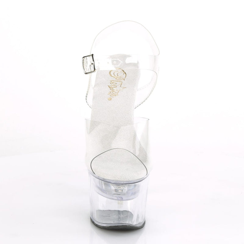 Pleaser FLASHDANCE-708 Platform Sandal (Clear/Clear)
