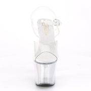 Pleaser FLASHDANCE-708SCH Platform Sandal (Clear/Silver Hologram)