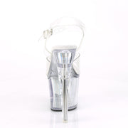 Pleaser FLASHDANCE-708SCH Platform Sandal (Clear/Silver Hologram)