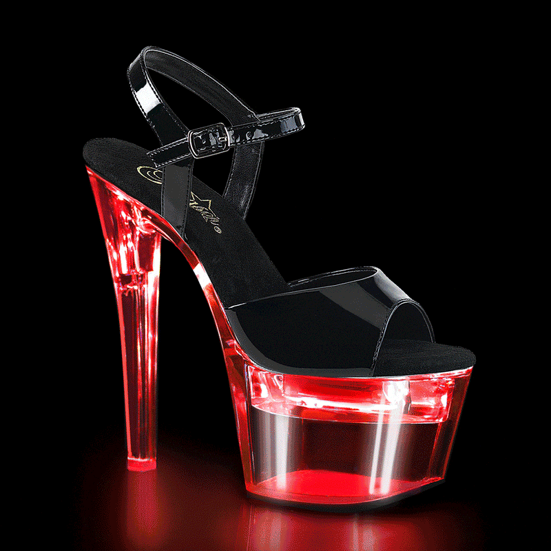 Pleaser FLASHDANCE-709 Platform Sandal (Black Patent/Clear)