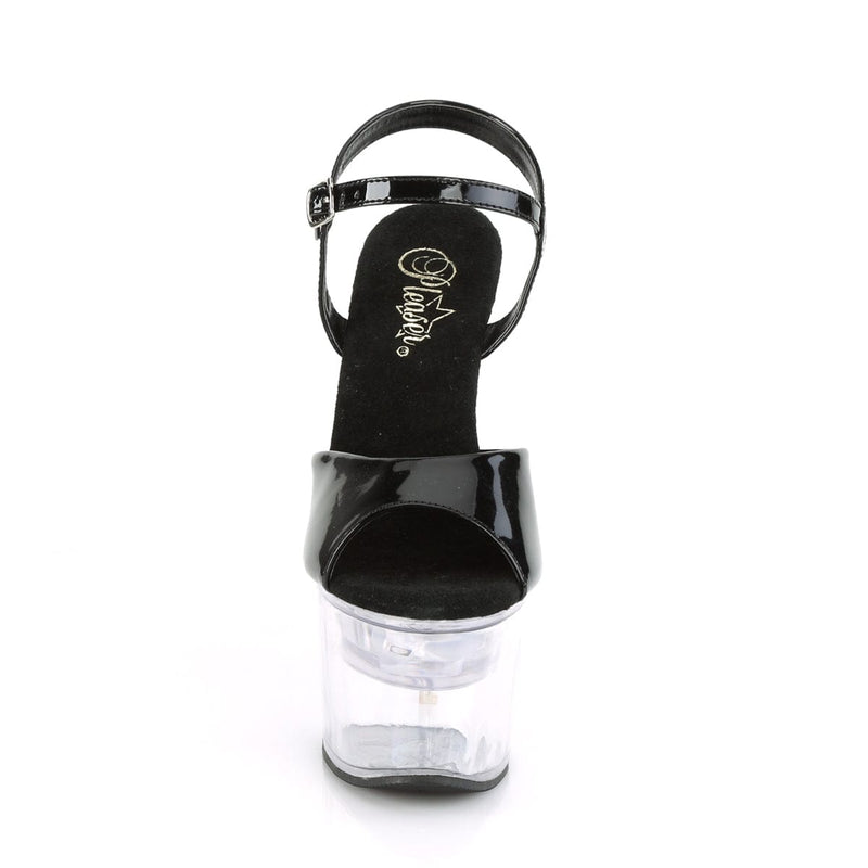 Pleaser FLASHDANCE-709 Platform Sandal (Black Patent/Clear)