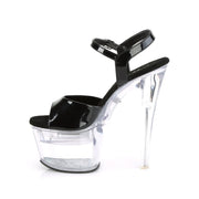 Pleaser FLASHDANCE-709 Platform Sandal (Black Patent/Clear)