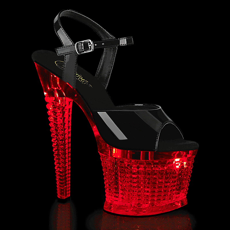 Pleaser FLASHDANCE-709SPEC Platform Sandal (Black/Clear)