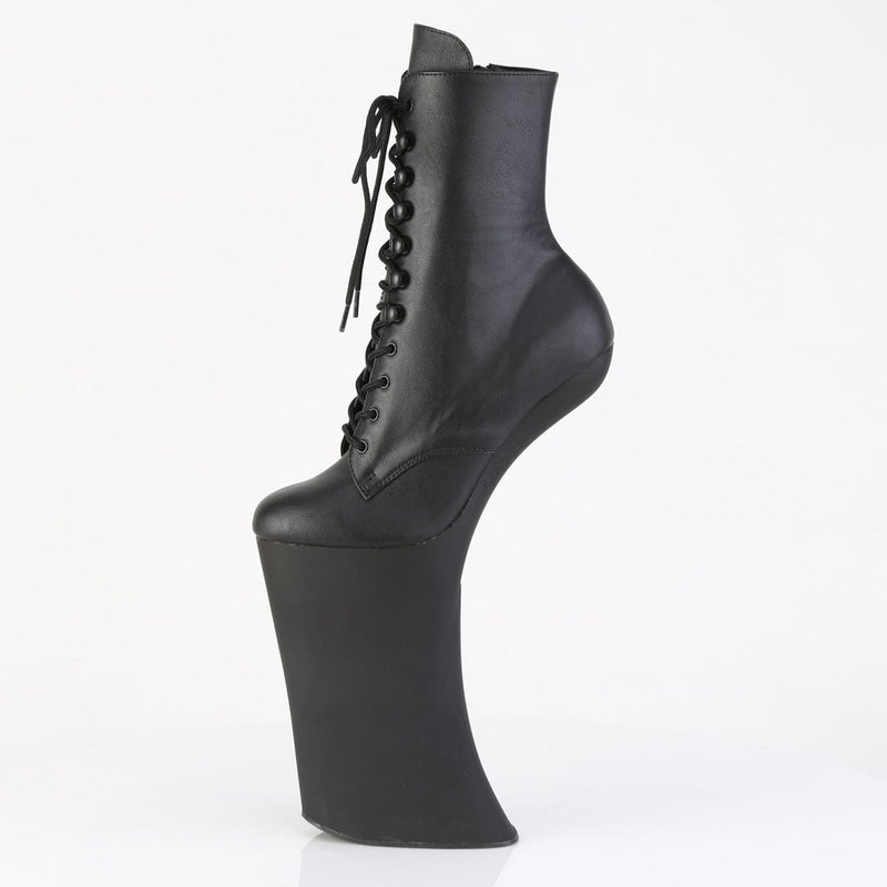 Pleaser FORBIDDEN-1020 Platform Ankle Boot (Black Faux Leather/Black Matte)