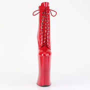 Pleaser FORBIDDEN-1020 Platform Ankle Boot (Red Patent/Red)