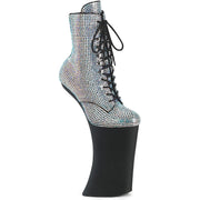 Pleaser FORBIDDEN-1020RS Platform Ankle Boot (Silver AB Rhinestone/Black Matte)