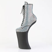 Pleaser FORBIDDEN-1020RS Platform Ankle Boot (Silver AB Rhinestone/Black Matte)