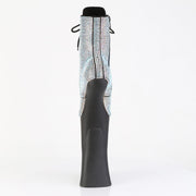 Pleaser FORBIDDEN-1020RS Platform Ankle Boot (Silver AB Rhinestone/Black Matte)