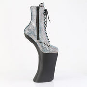 Pleaser FORBIDDEN-1020RS Platform Ankle Boot (Silver AB Rhinestone/Black Matte)