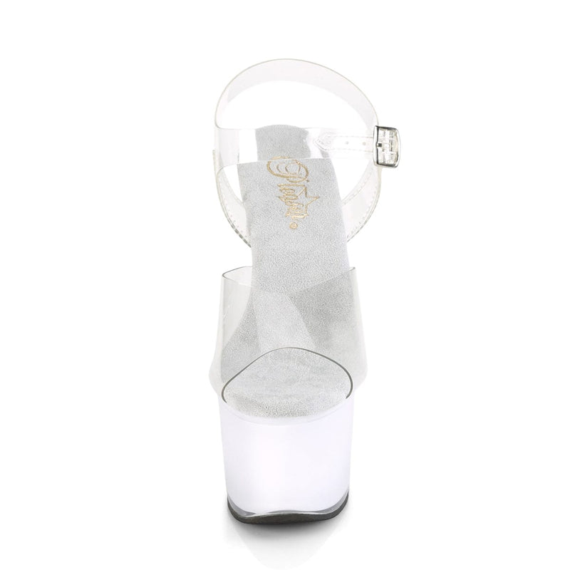 Pleaser ILLUMINATOR-708 Platform Sandal (Clear/White Glow)